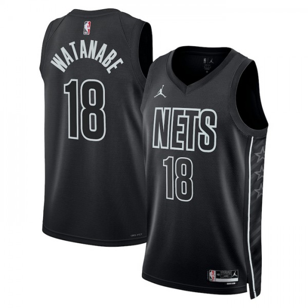 Brooklyn Nets Trikot Yuta Watanabe 18 Jordan 2022-23 Statement Edition Schwarz Swingman - Herren